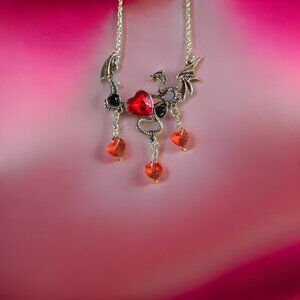 Red crystal Dragon Necklace~ handmade new!